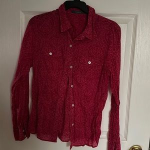 Liz Claiborne Pink Patterned Button Blouse Top